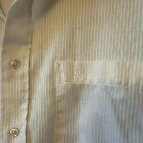 CHRISTIAN DIOR Longsleeve Button Down White Verticle Striped Shirt * VINTAGE - Picture 13 of 14